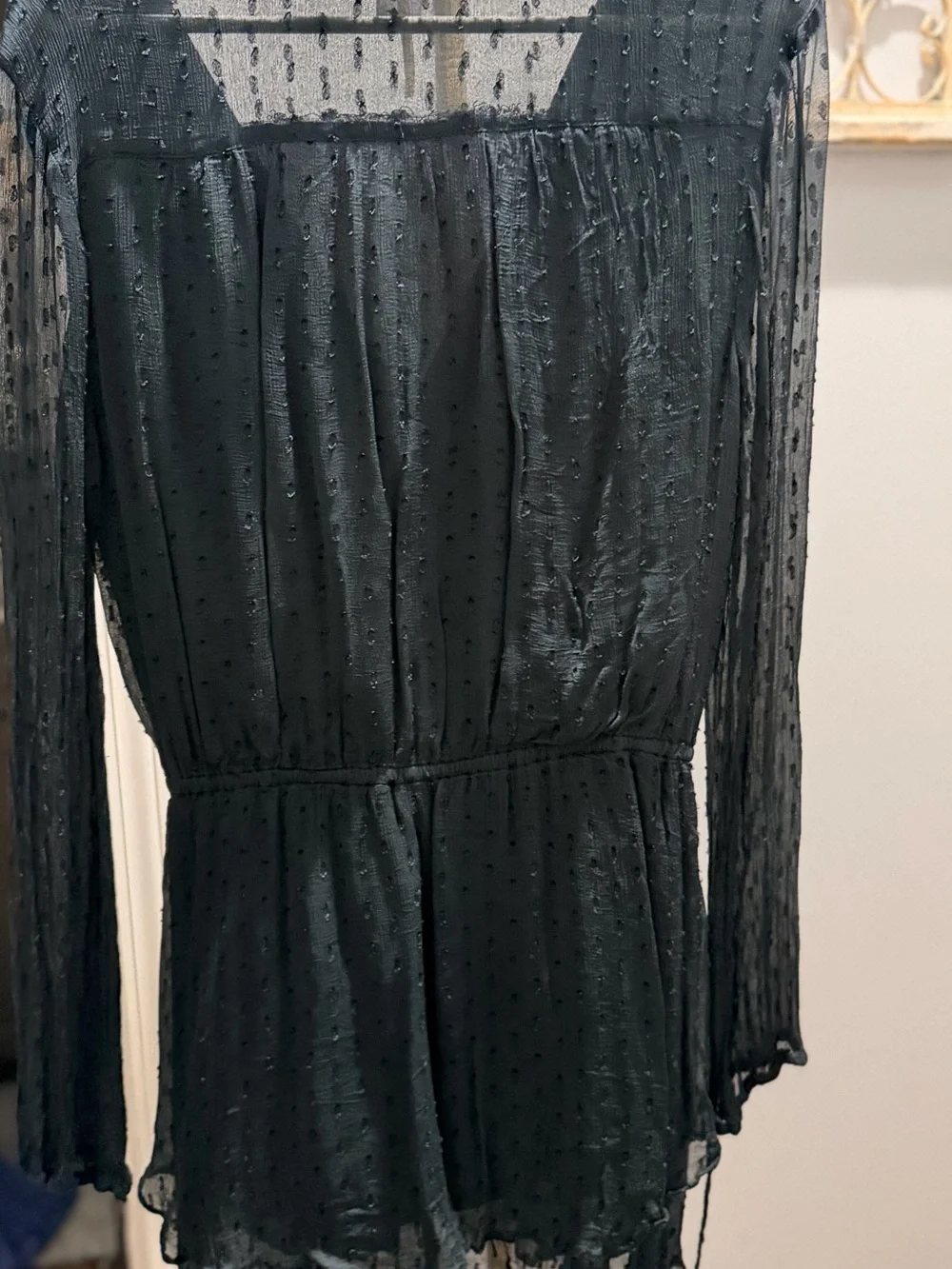 Free People Navy, Lined Sheer Wrap Midi Dress